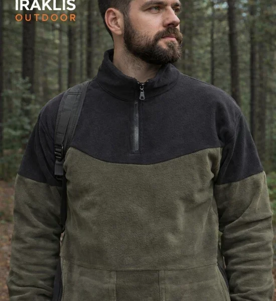 ΜΠΛΟΥΖΑ ΜΕ ΦΕΡΜΟΥΑΡ polar fleece 320gr ΧΑΚΙ ΜΑΥΡΟ κωδ. irk 87