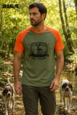 Μπλουζάκι t shirt Δίχρωμο Χακί Πορτοκαλί “Λαγός” | irk 236