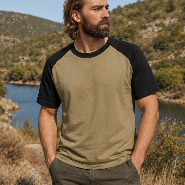 ΜΠΛΟΥΖΑΚΙ t shirt reglan ΔΙΧΡΩΜΟ ΧΑΚΙ ΜΑΥΡΟ / κωδ. irk 131