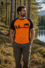 Κοντομάνικο μπλουζάκι dry tech Λαγός σε στυλ reglan πορτοκαλί μαυρο κωδ. irk 271