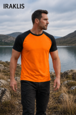 Κοντομάνικο μπλουζάκι dry tech σε στυλ reglan πορτοκαλί μαυρο κωδ. irk 321