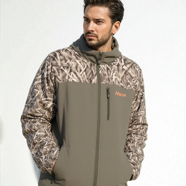 Ζακέτα Κυνηγιού fleece Δίχρωμη – Χακί/Καλάμι κωδ. irk 452