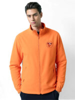 Ζακέτα fleece Πορτοκαλί 250g με κέντημα αγριογούρουνου στο στήθος κωδ. irk 456
