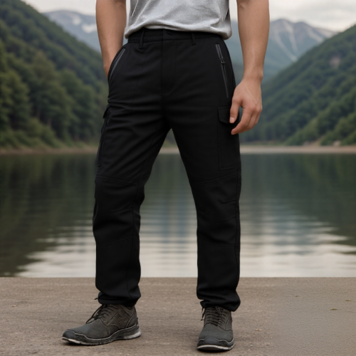Αδιάβροχο ελαστικό παντελόνι softshell μαύρο με επένδυση fleece κωδ. zq87black
